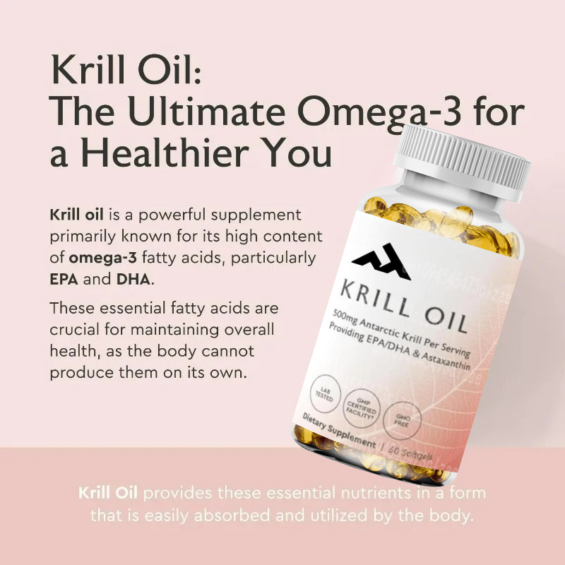 Krill Oil Supplement - Antarktika Krill Yağı 500mg Fosfolipit Takviyesi,