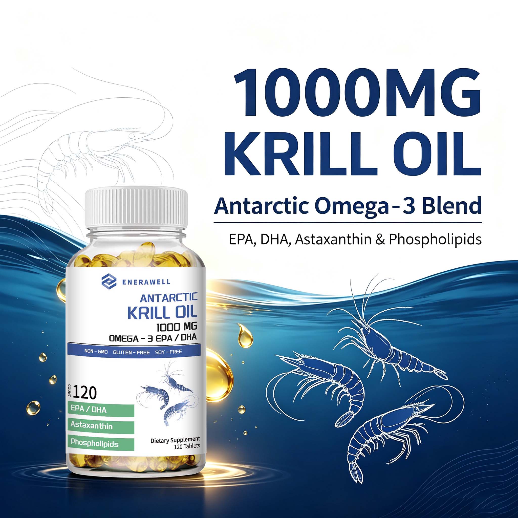 Krill Oil Supplement - Antarktika Krill Yağı 1000 mg Kapsül